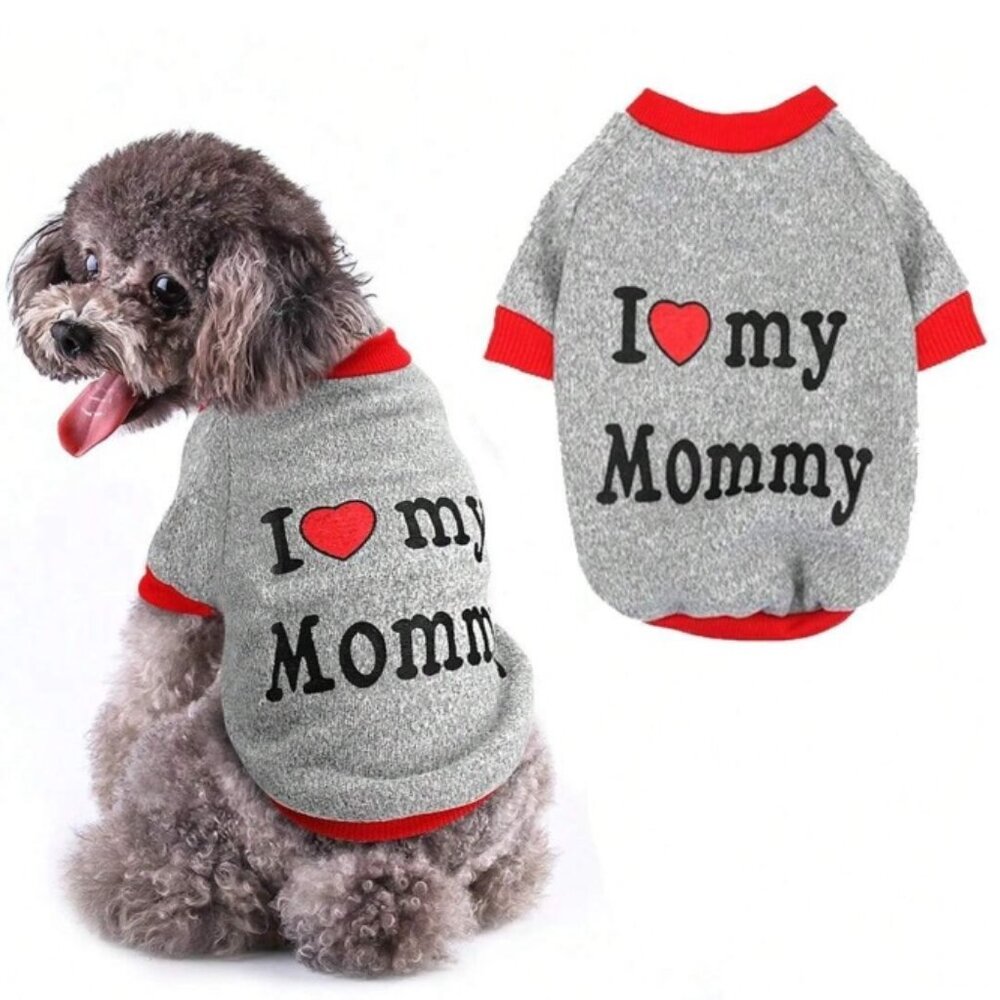NEW!  "I Love Mommy"  Size L Fleece Pullover Pet Clothes
